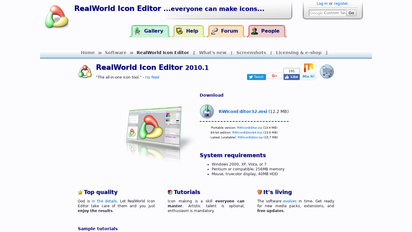 RealWorld Icon Editor Landing page