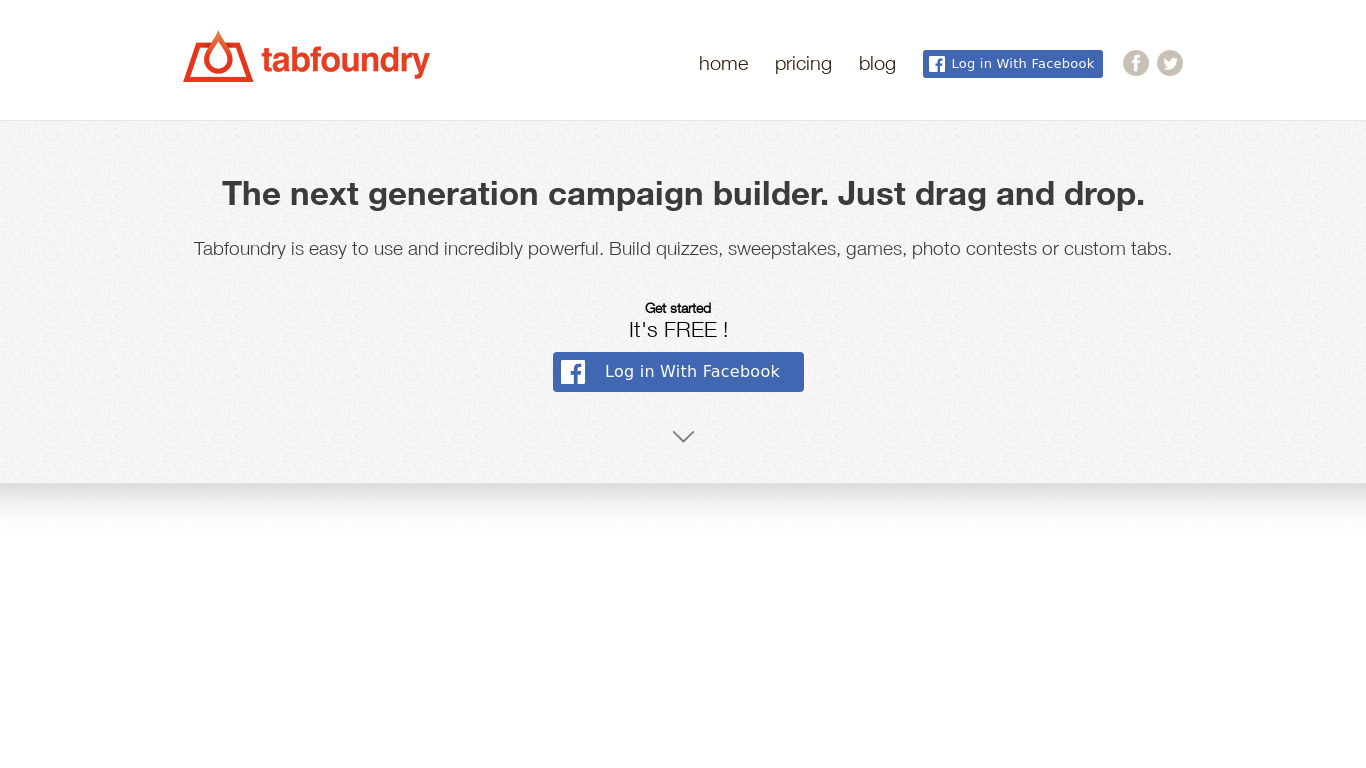 Tabfoundry Landing page