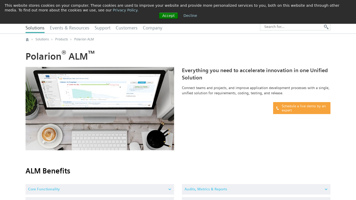 Polarion ALM Landing page