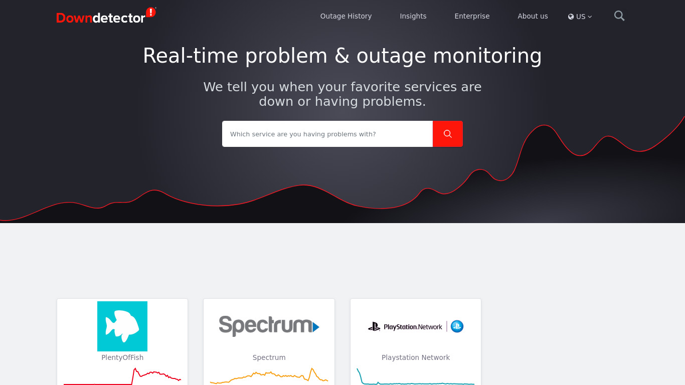 DownDetector Landing page