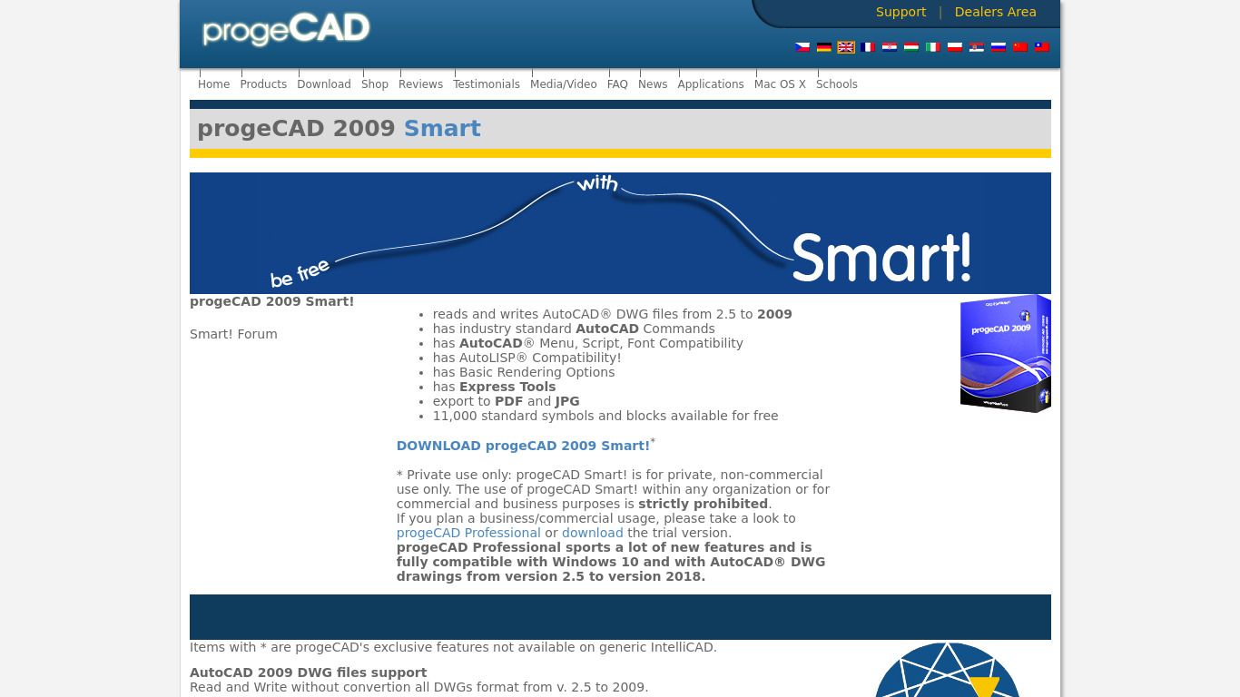 progeCAD Smart Landing page