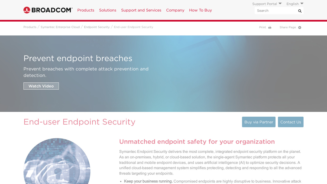Symantec Endpoint Encryption Landing page