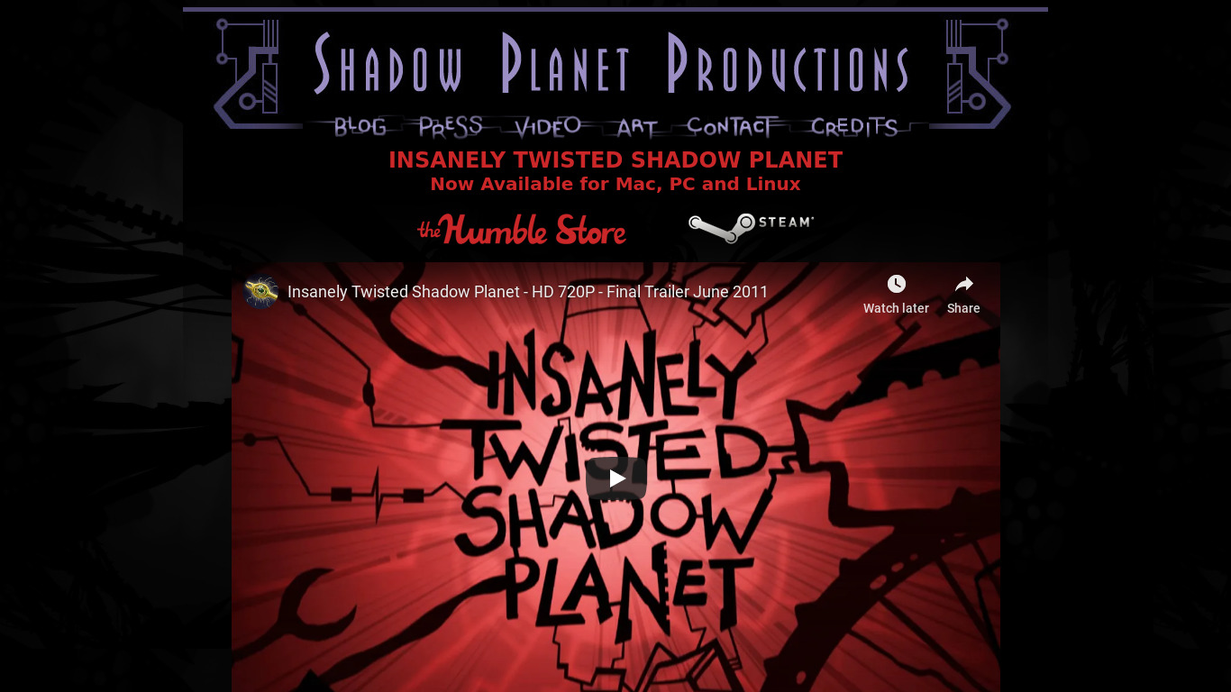 Insanely Twisted Shadow Planet Landing page