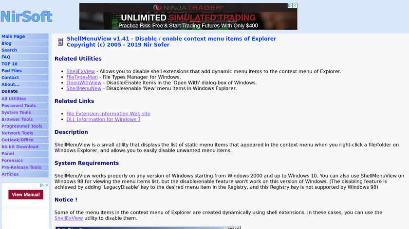 ShellMenuView Landing Page