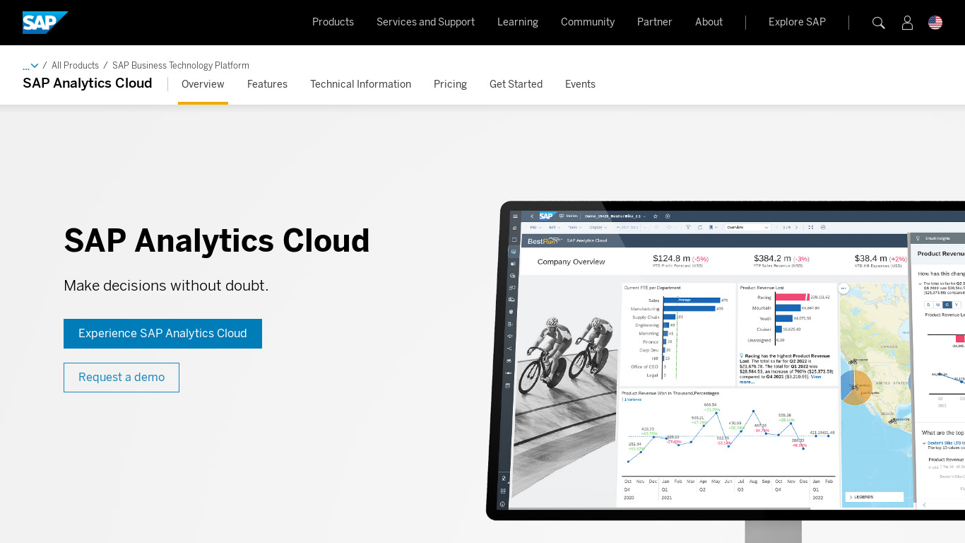 SAP Analytics Cloud Landing page