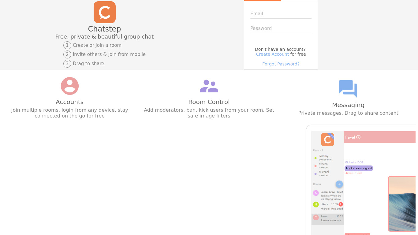 chatstep Landing page