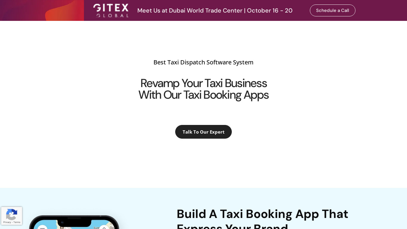 Mindster Taxi Dispatch Software Landing page
