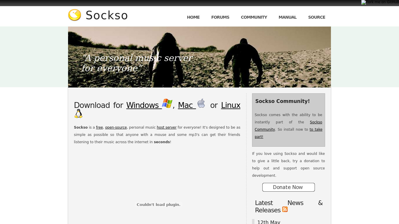 Sockso Landing page