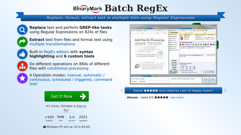 Batch RegEx Landing Page
