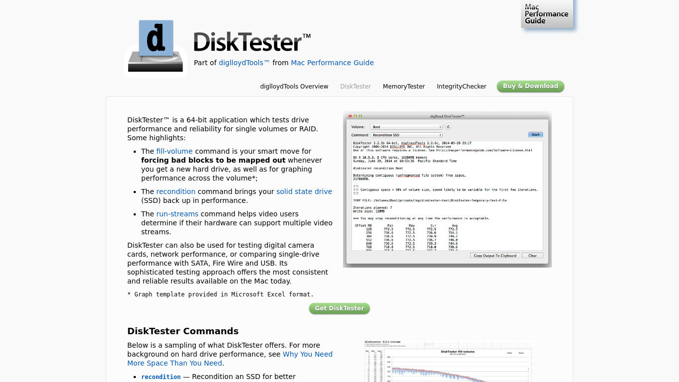 diglloydTools DiskTester Landing page