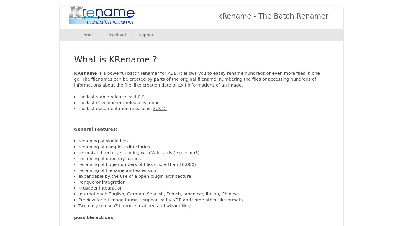 KRename Landing page