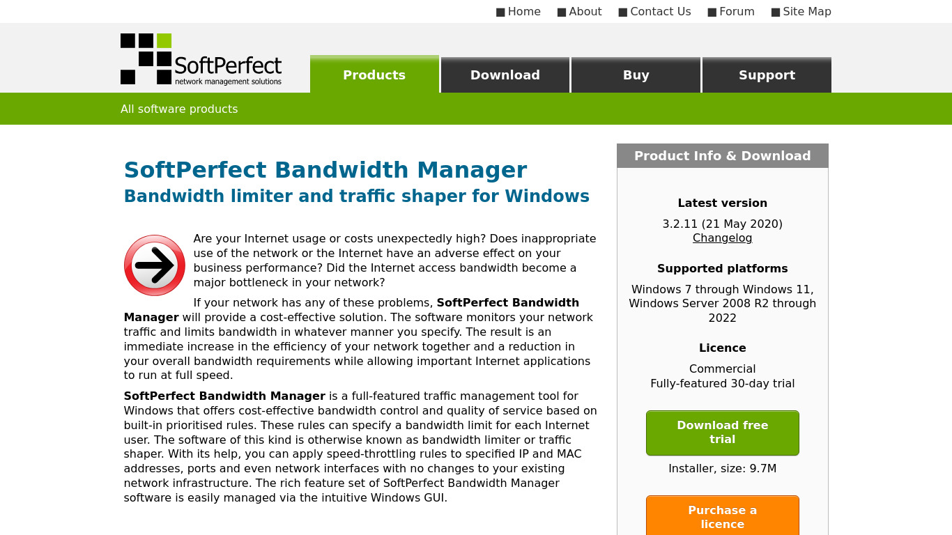 Bandwidth Manager Landing page