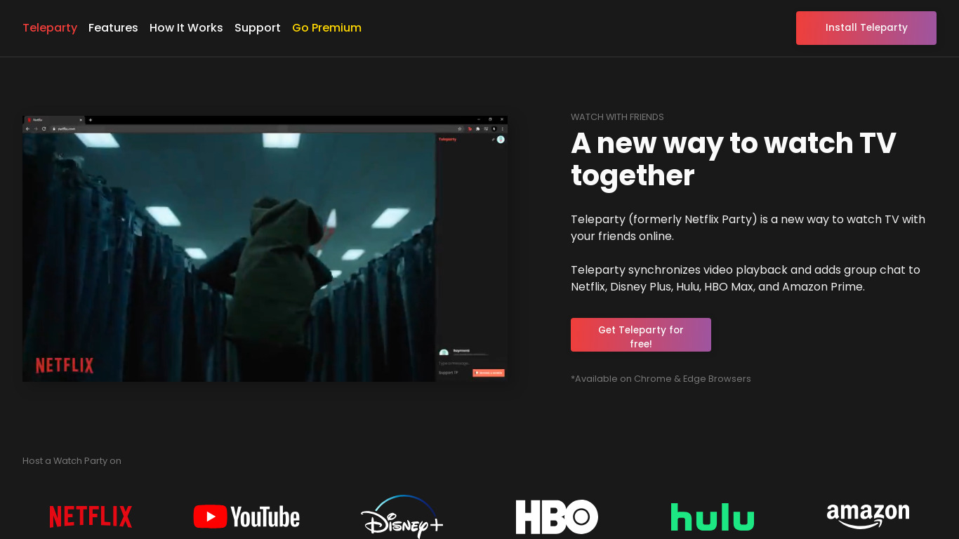 Netflix Party Landing page