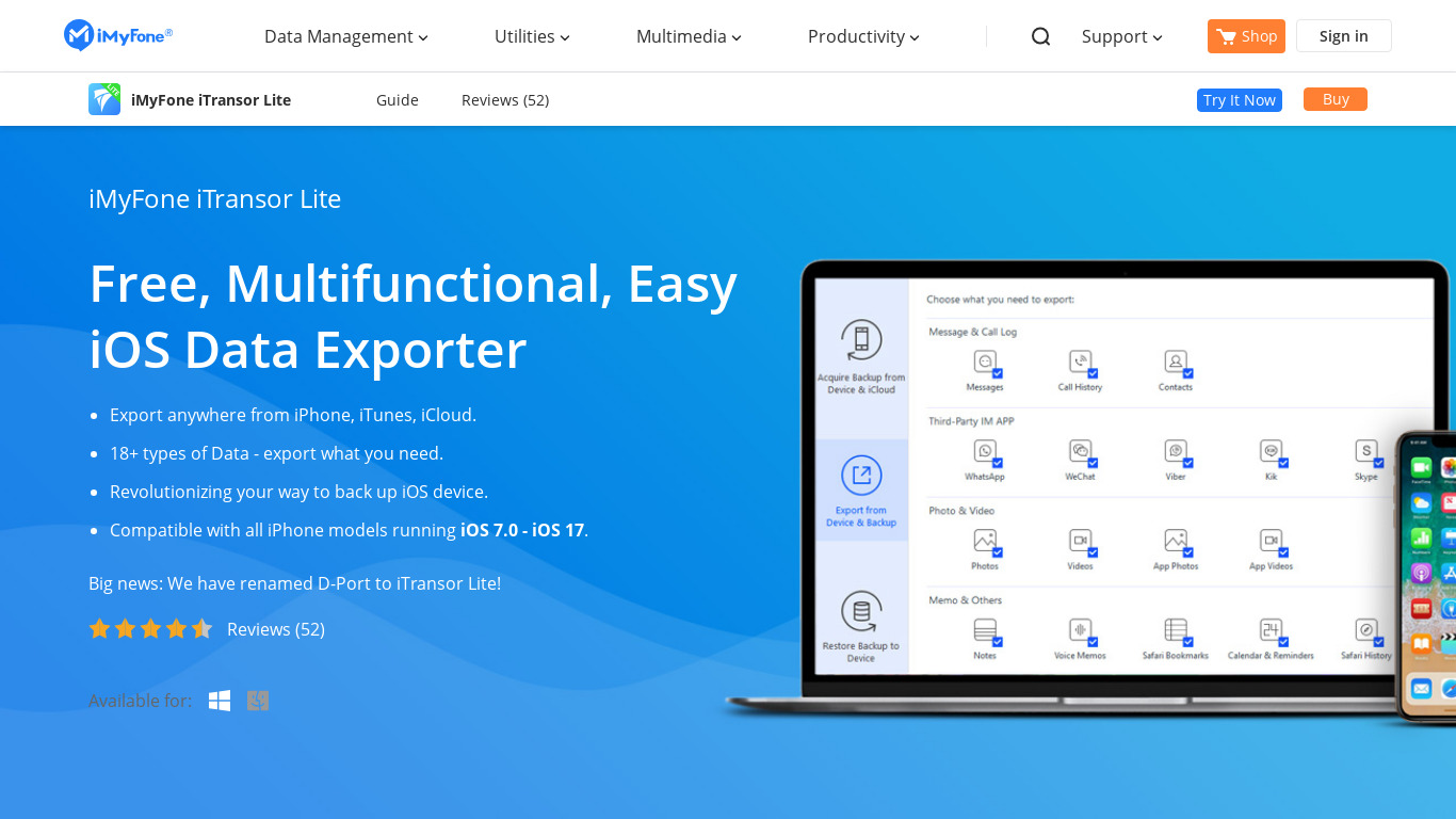 iMyFone D-Port Landing page