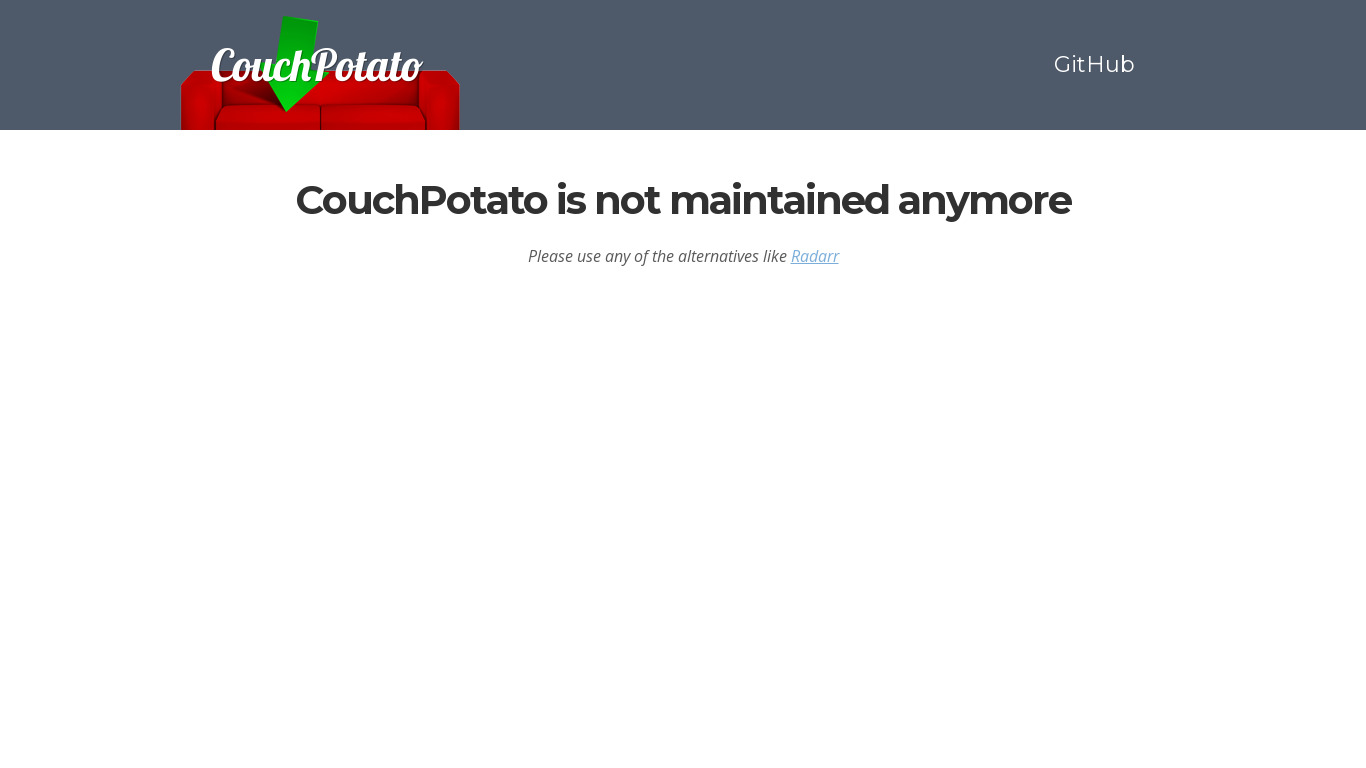 CouchPotato Landing page