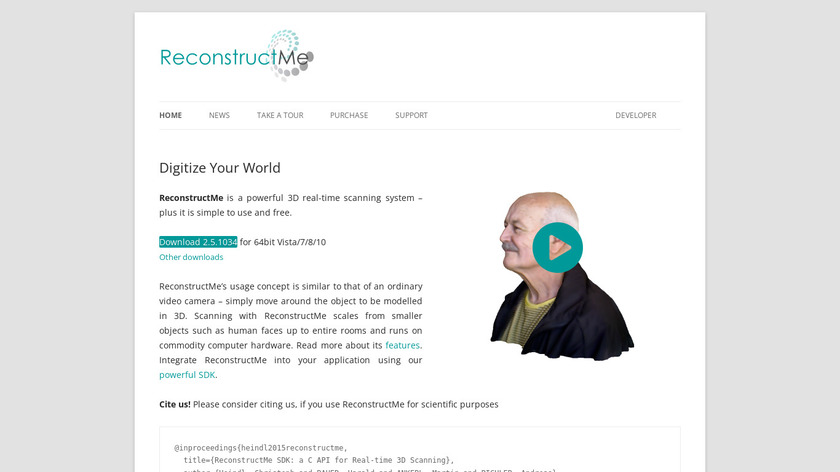 ReconstructMe Landing Page