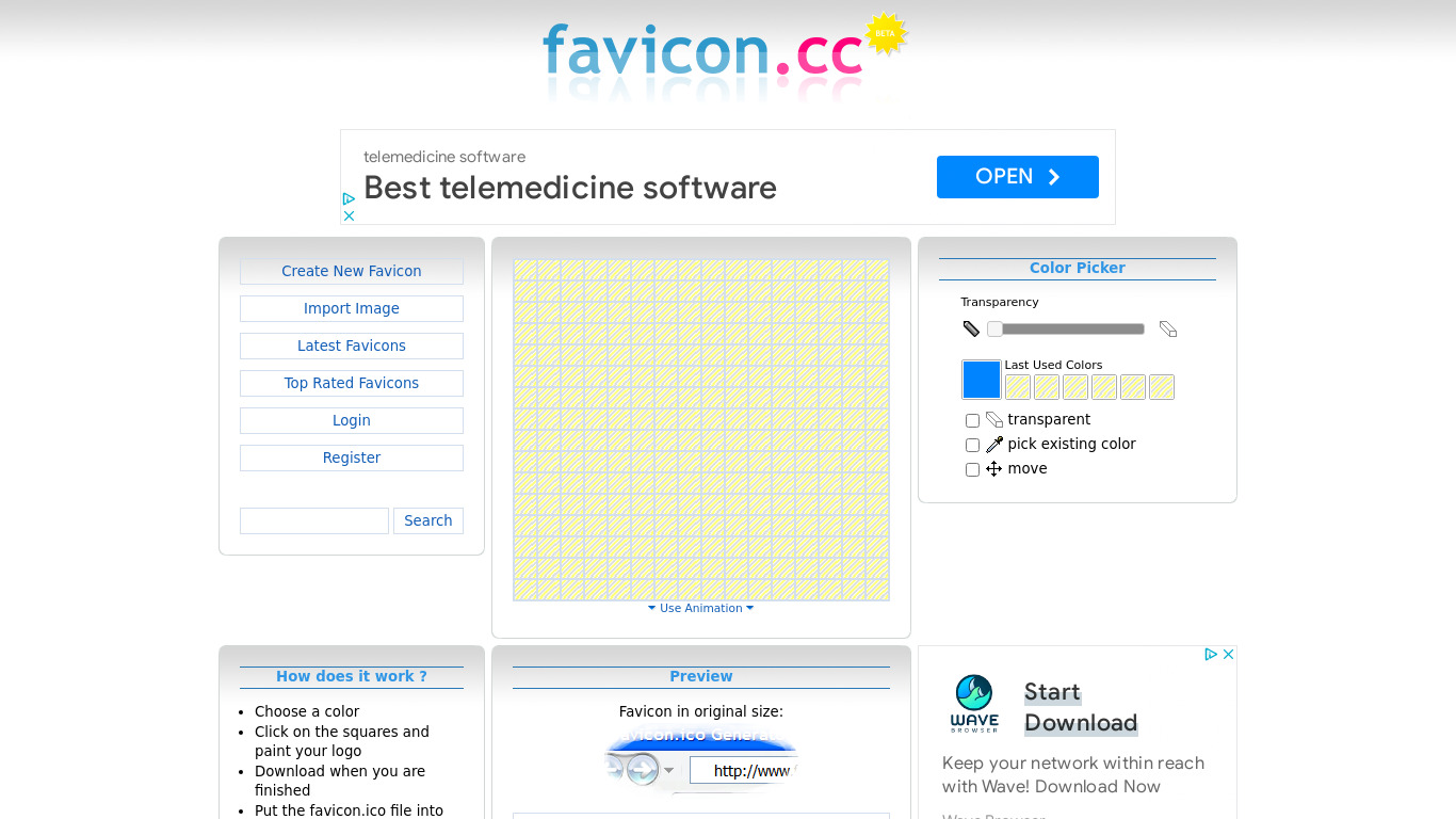 Favicon.cc Landing page