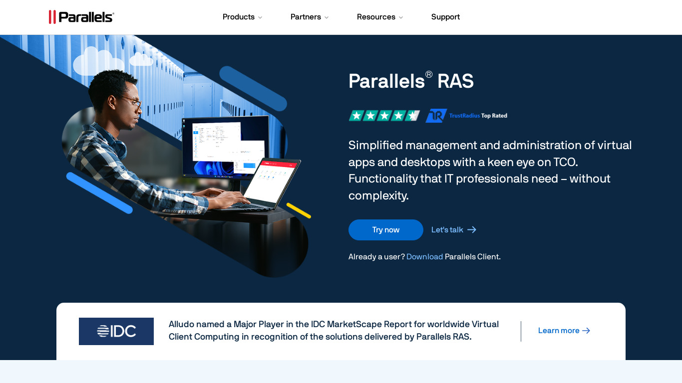 Parallels RAS Landing page