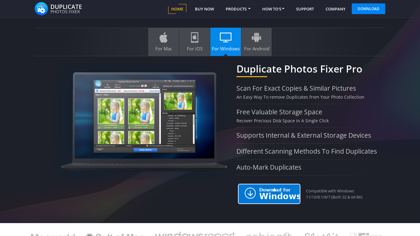 Duplicate Photos Fixer Landing page