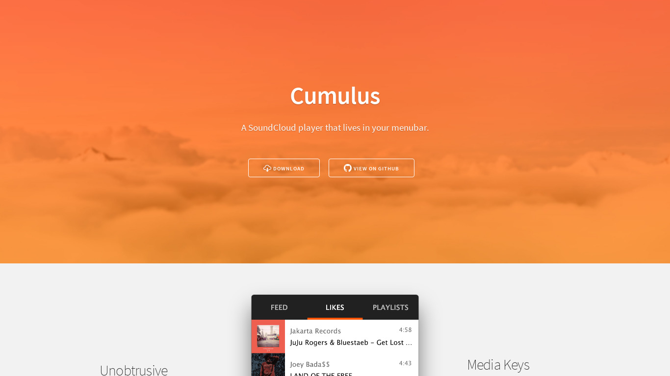 Cumulus Landing page