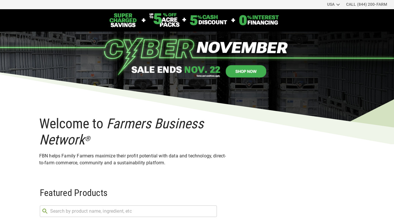 Farmers Business Network Landing page