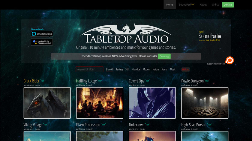 Tabletop Audio Landing Page