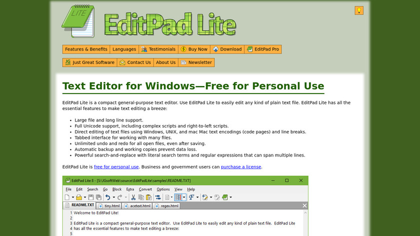 EditPad Lite Landing Page