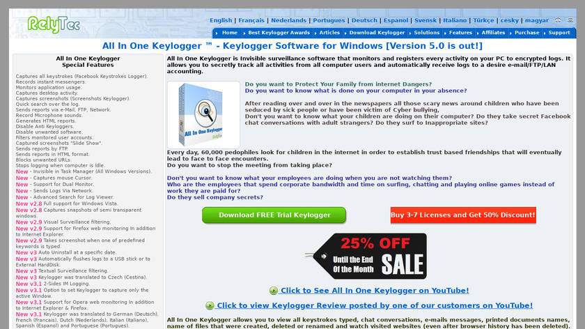 All In One Keylogger Landing Page