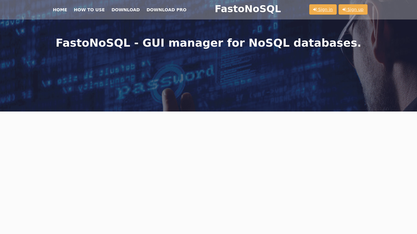 FastoNoSQL Landing page