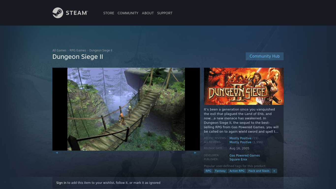 Dungeon Siege 2 Landing page