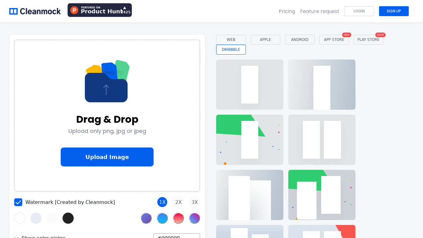 Cleanmock Landing page