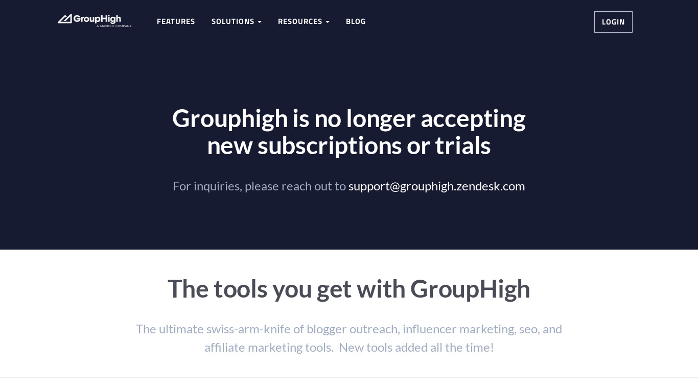 GroupHigh Landing page