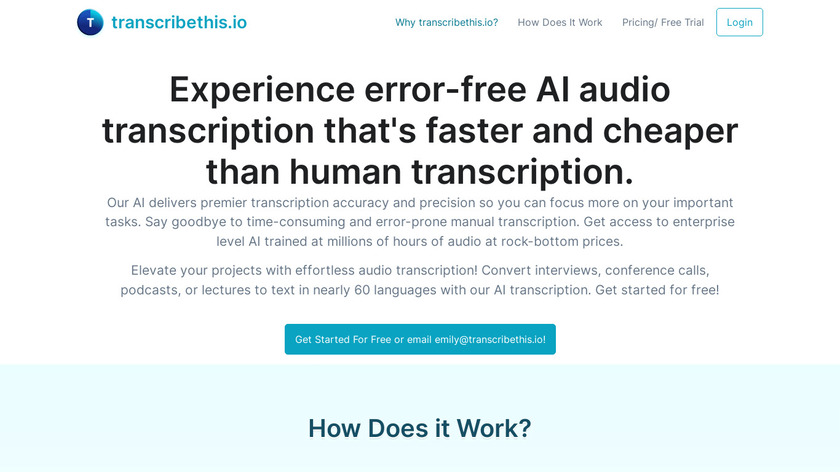 AI audio transcription Landing Page