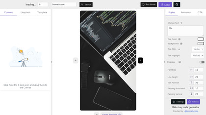 Web stories Code generator image