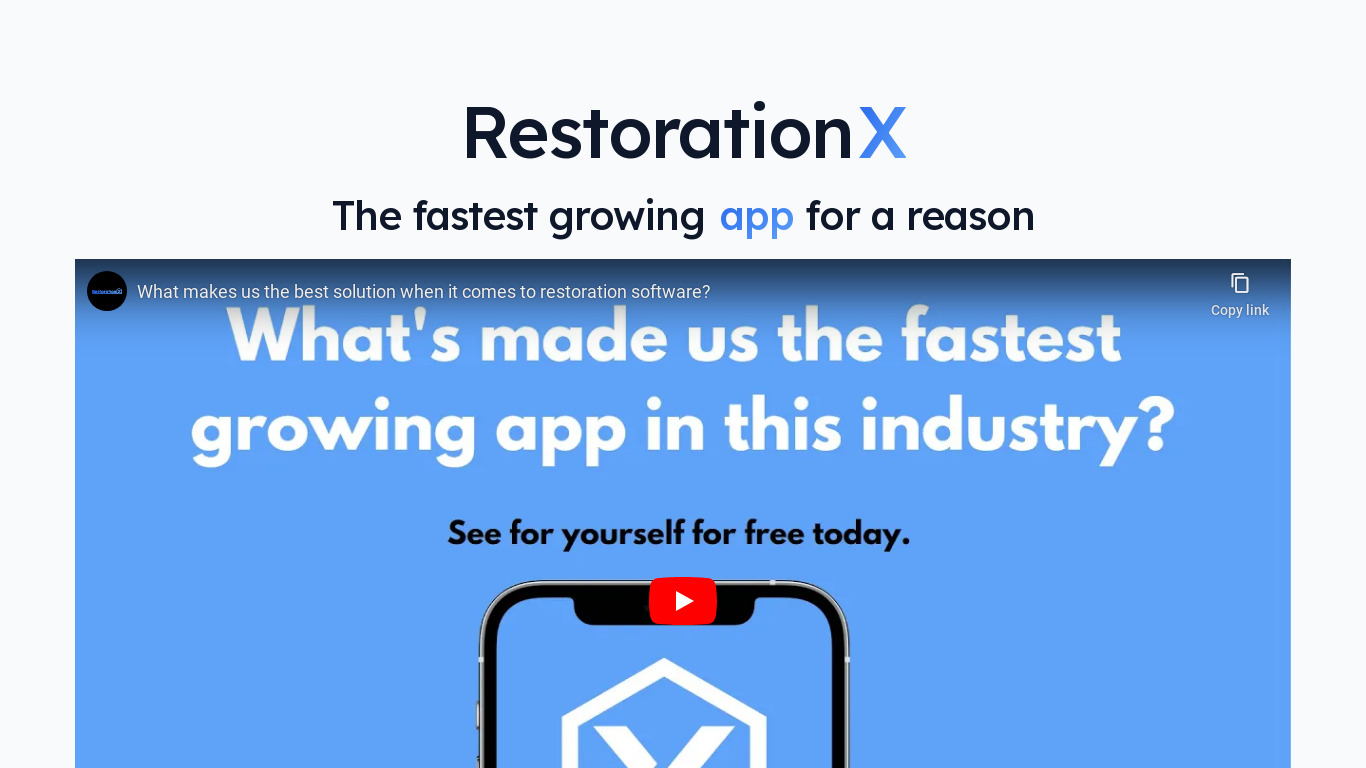 RestorationX Landing page