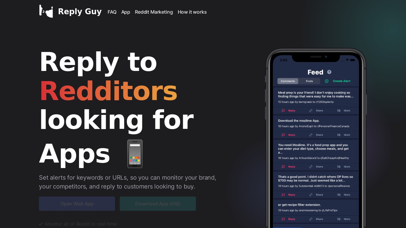 Reply Guy Landing page