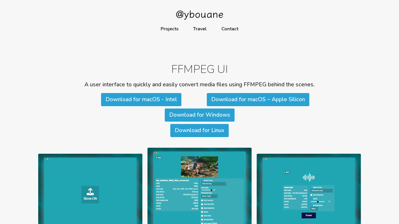 FFMPEG UI Landing page