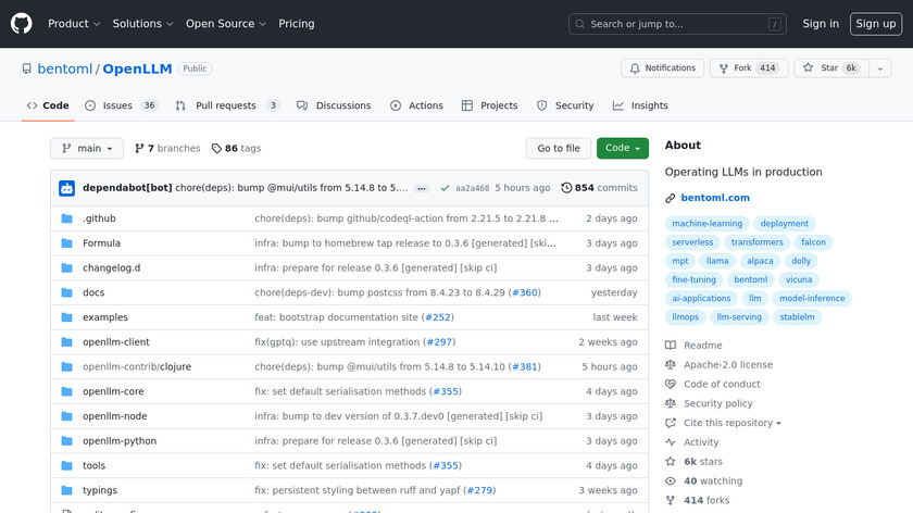 OpenLLM Landing Page