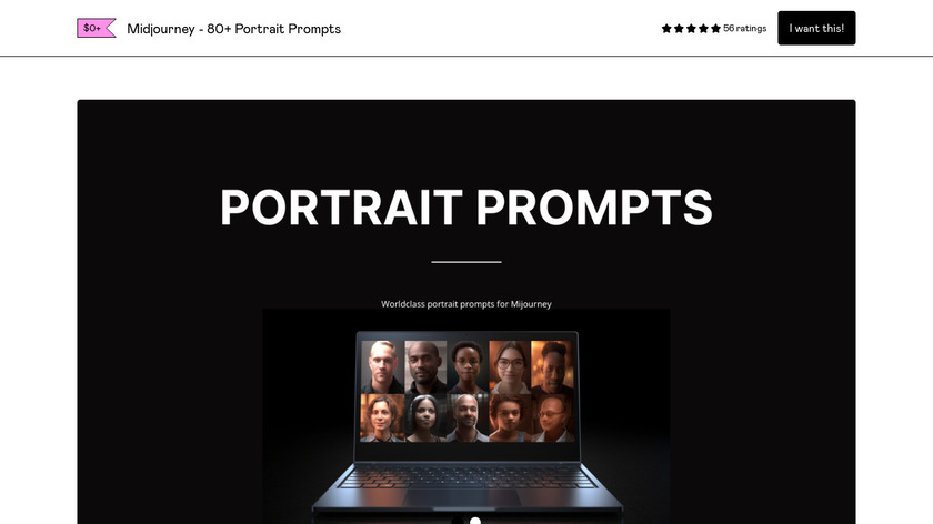 Midjourney - 80+ Portrait Prompts Landing Page