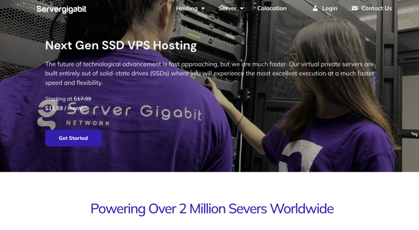 Server Gigabit Landing Page