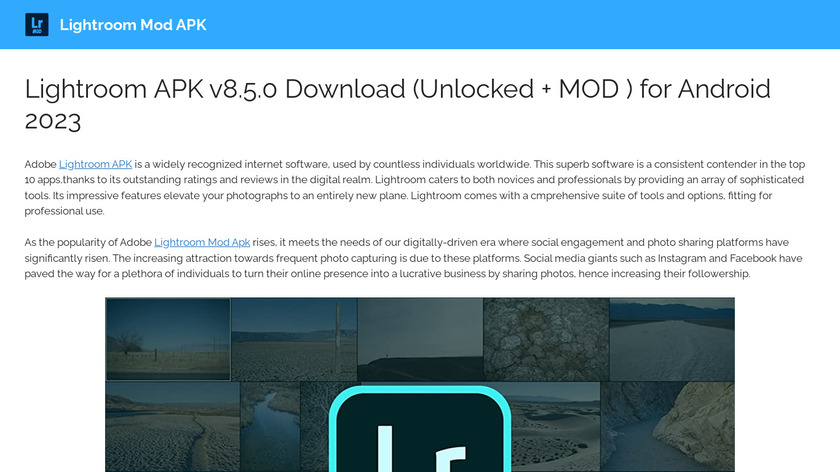Lightroom MOD APK Download for Android Landing Page