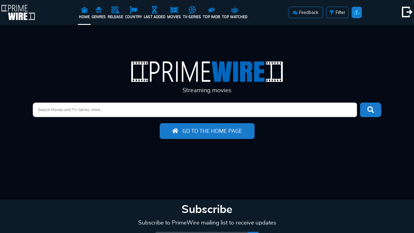 PrimeWire Landing page