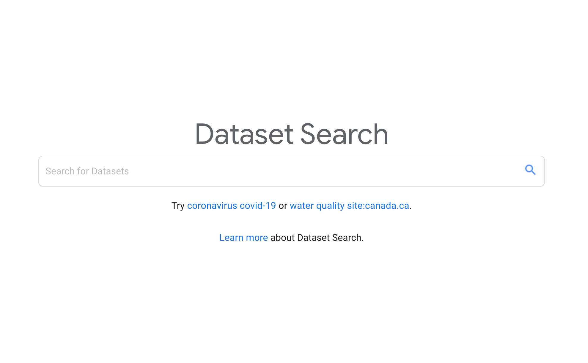 Dataset Search Landing page