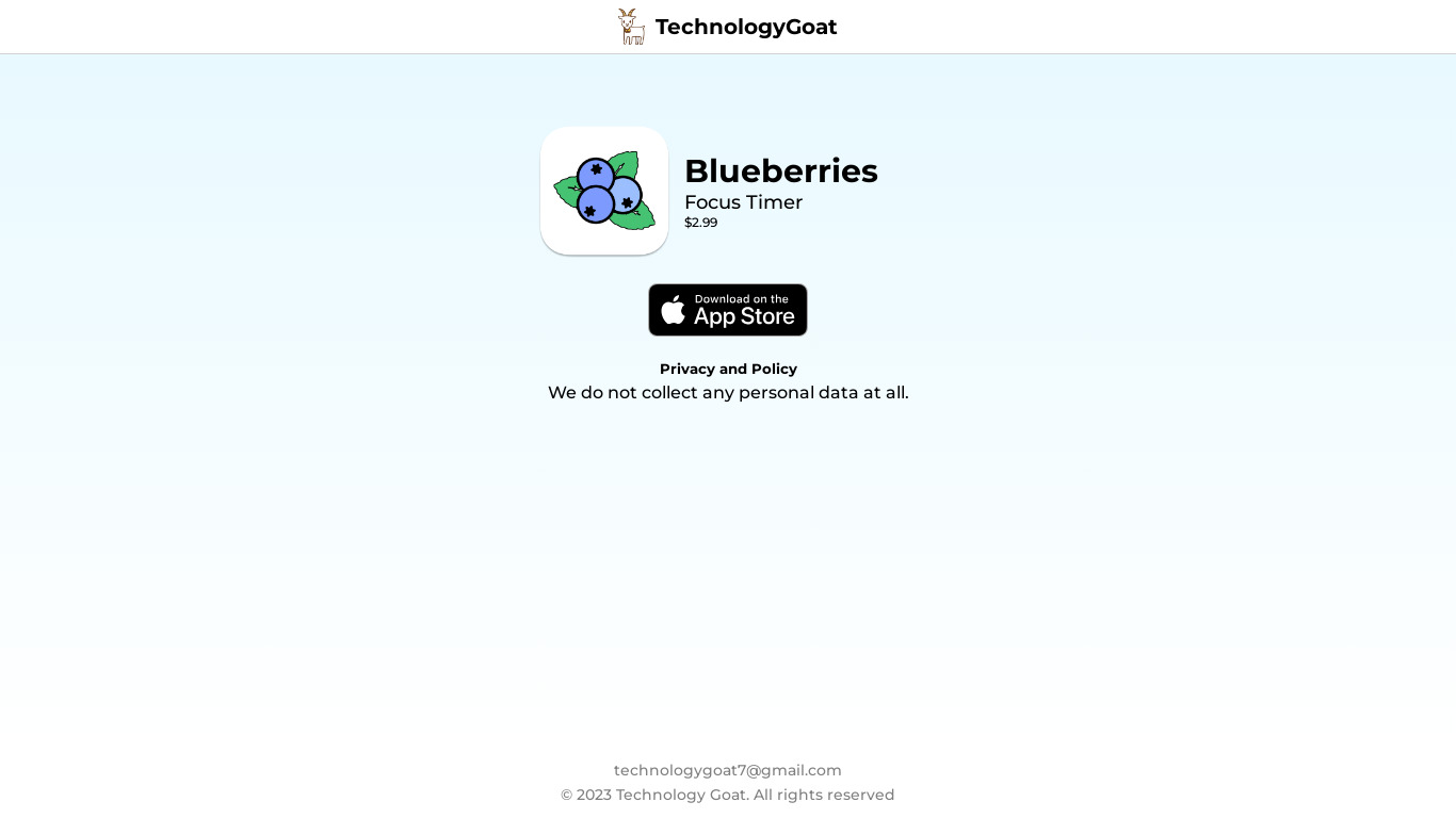 Blueberries Landing page