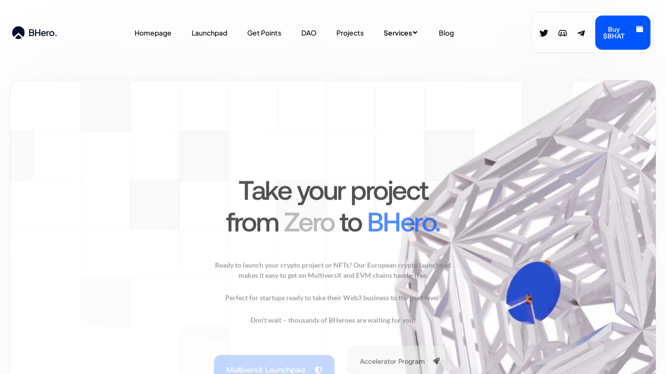 Crypto Launchpad BHero Landing page