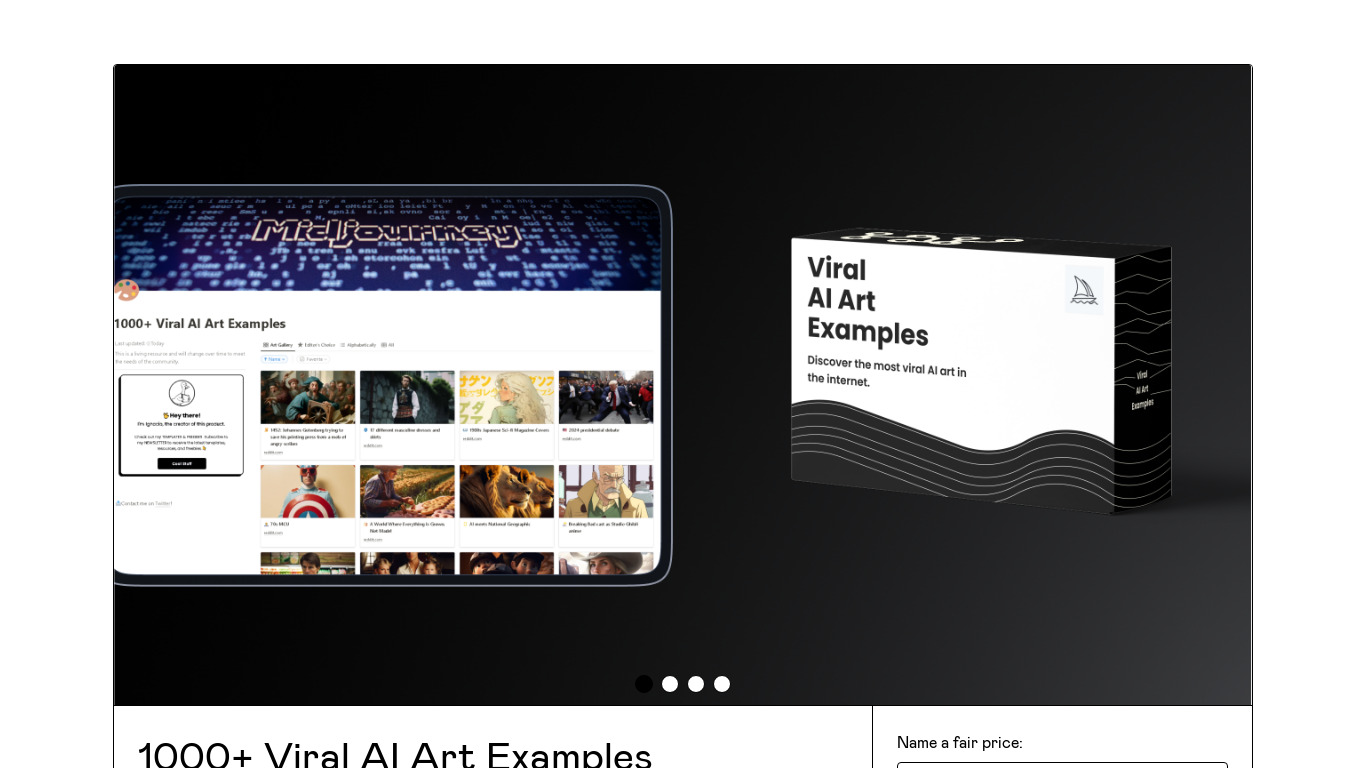 1000+ Viral AI Art Examples Landing page