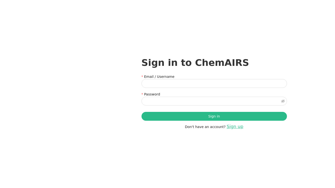 ChemAIRS Landing page