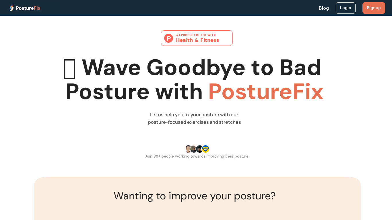 PostureFix Landing page