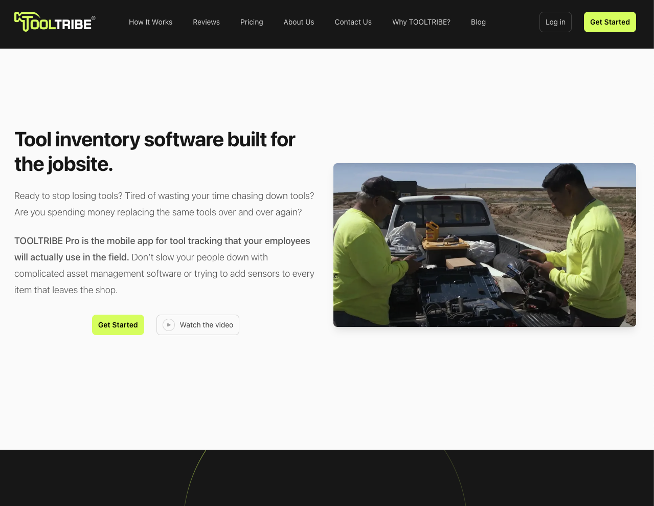 TOOLTRIBE Landing page