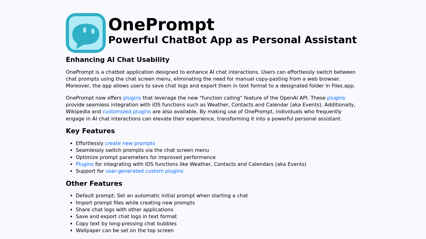 OnePrompt Landing page